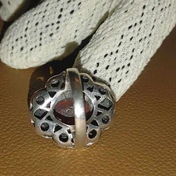 Filigree Ring Size 6 Baltic Amber Sterling Silver 925 Vintage Antique Style - Picture 12 of 15